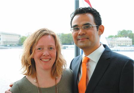 Charles Hoedt and his wife Bonnie standing inside the Dutch consulate residence